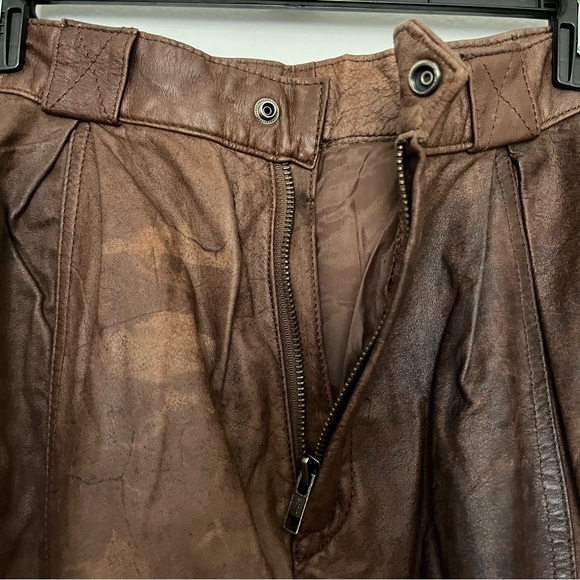 Avanti Brown Leather Pants - Picture 4 of 16